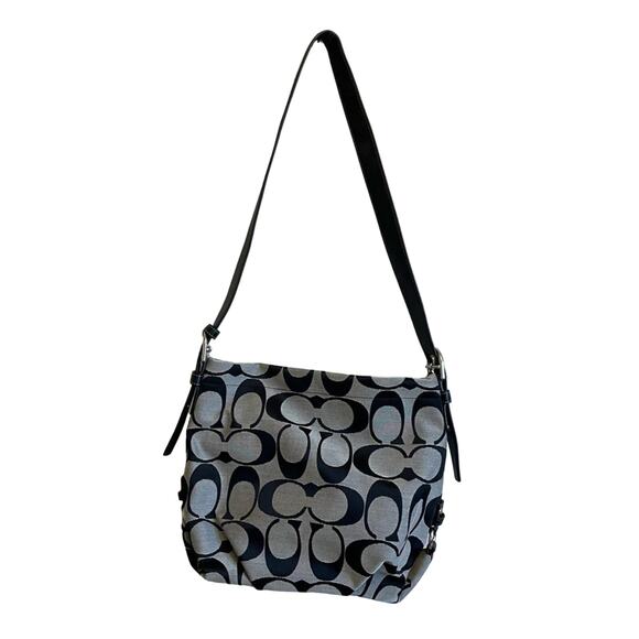 Coach NWT shoulder bag purse black silver tote preppy logo academia - Picture 1 of 10